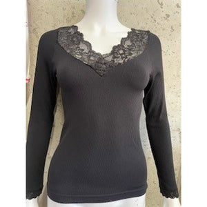 Microfiber T&S Belen Blouse Costina LS T-shirt LS Nero