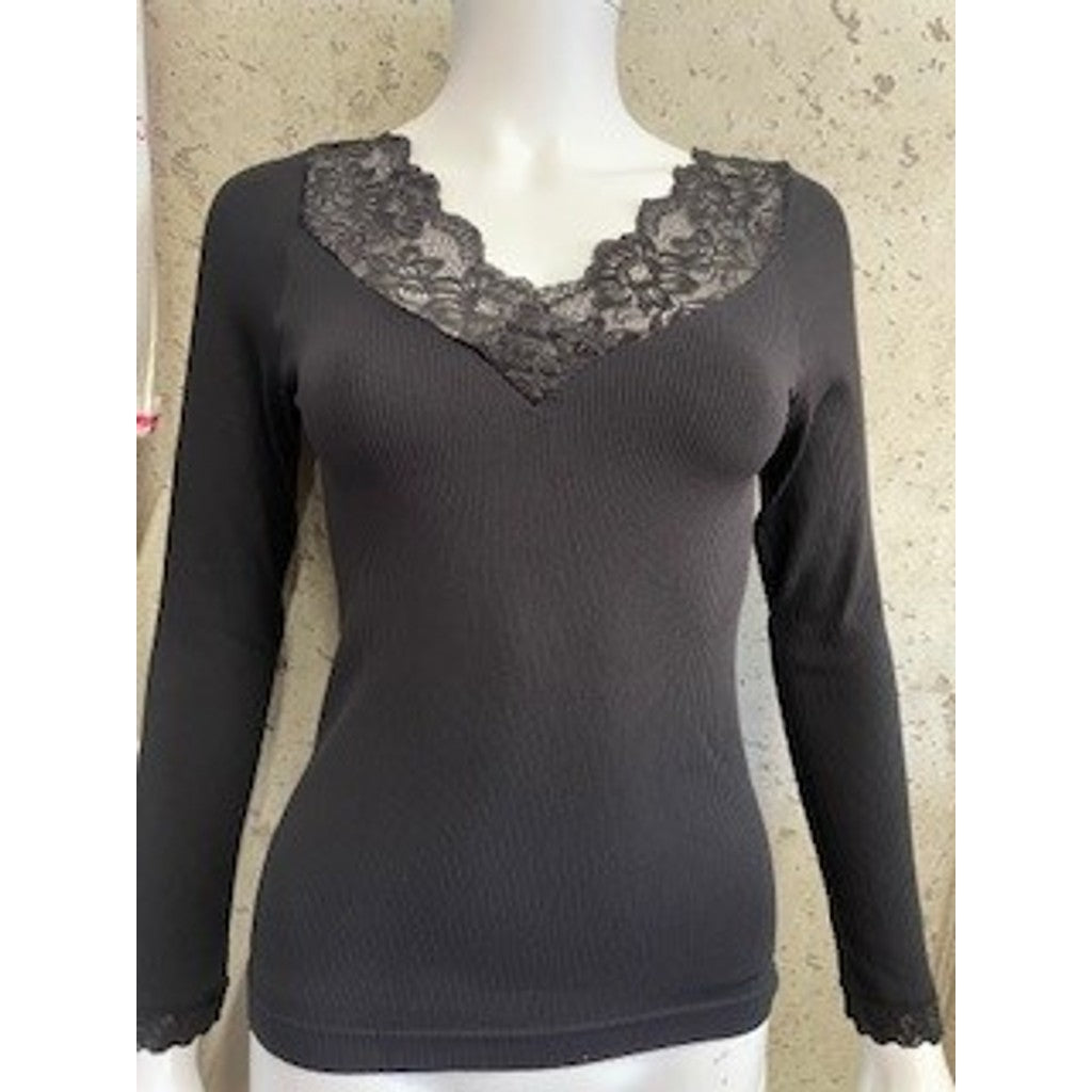 Microfiber T&S Belen Blouse Costina LS T-shirt LS Nero