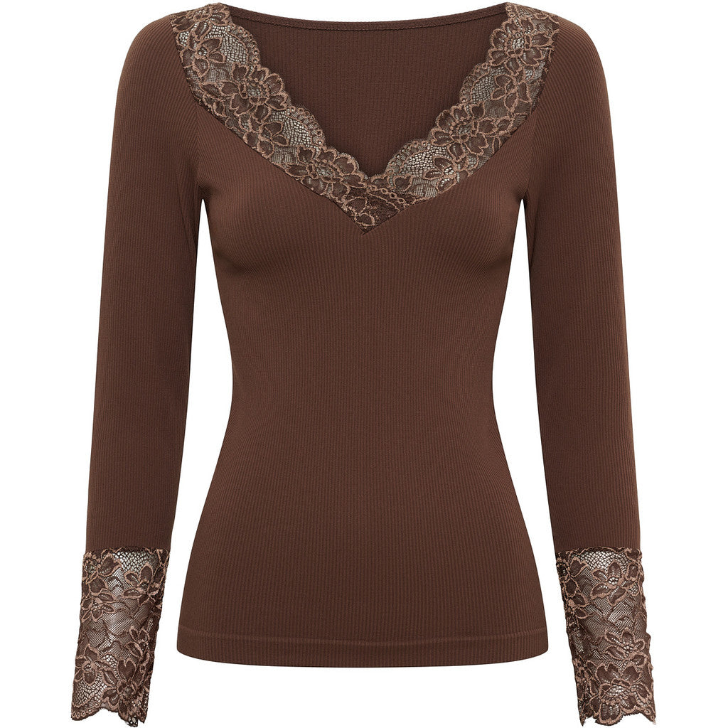 Microfiber T&S Belen Blouse Costina Lace LS T-shirt LS Cioccolato
