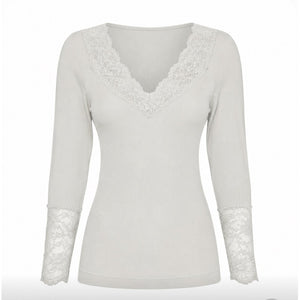 Microfiber T&S Belen Blouse Costina Lace LS T-shirt LS Ivory