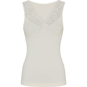 Microfiber T&S Belen rib v-lace Top Rib Top Ivory