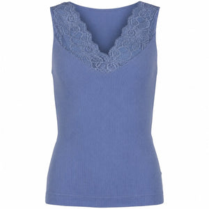 Microfiber T&S Belen rib v-lace Top Rib Top Oltremare