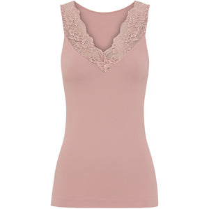 Microfiber T&S Belen rib v-lace Top Rib Top Rosa antico