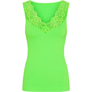 Microfiber T&S Belen rib v-lace Top Rib Top Verde Fluo