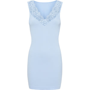 Microfiber T&S Belen rib v-lace top Plus Rib Top Azzurro