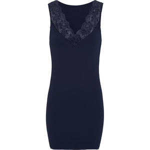 Microfiber T&S Belen rib v-lace top Plus Rib Top Blu