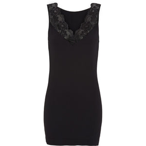 Microfiber T&S Belen rib v-lace top Plus Rib Top Nero