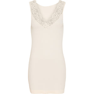 Microfiber T&S Belen rib v-lace top Plus Rib Top Panna