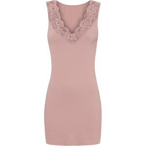 Microfiber T&S Belen rib v-lace top Plus Rib Top Rosa antico