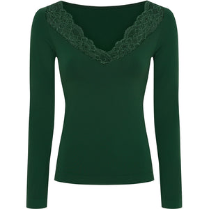 Microfiber T&S Belen v-lace Top LS Top LS Verde scuro