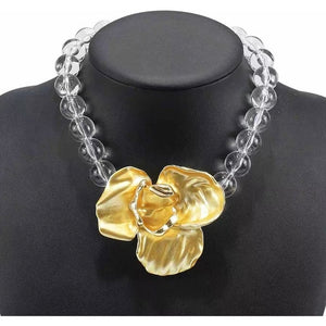Jewelry T&S Big Flower Necklace Necklace Crystal-gold