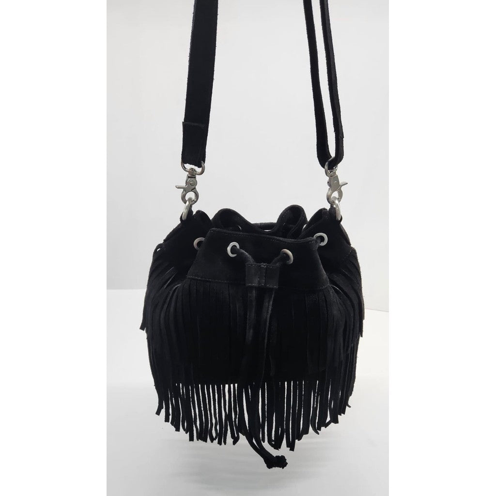 Access T&S Black fringe bag suede Bumbag Black-silver