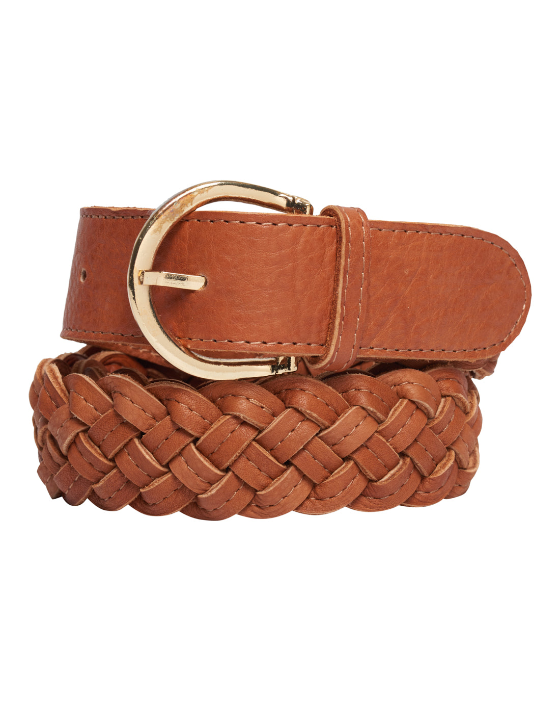 Access T&S Braited wide belt Belts Cognac-gold