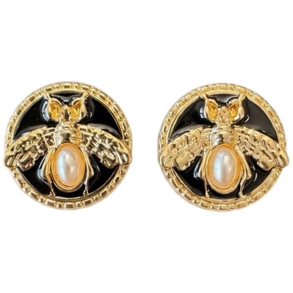 Jewelry T&S Button Cover Bee Pearl Circle 2 pcs Botton Cover Gold