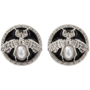 Jewelry T&S Button Cover Bee Pearl Circle 2 pcs Botton Cover Silver