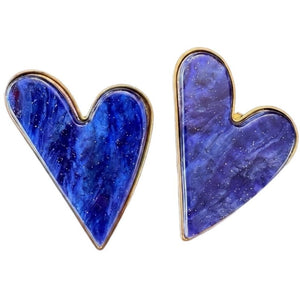 Jewelry T&S Button Cover Big Color Heart 2 pcs Botton Cover Blue