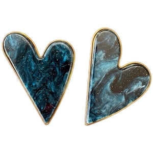Jewelry T&S Button Cover Big Color Heart 2 pcs Botton Cover Petrol
