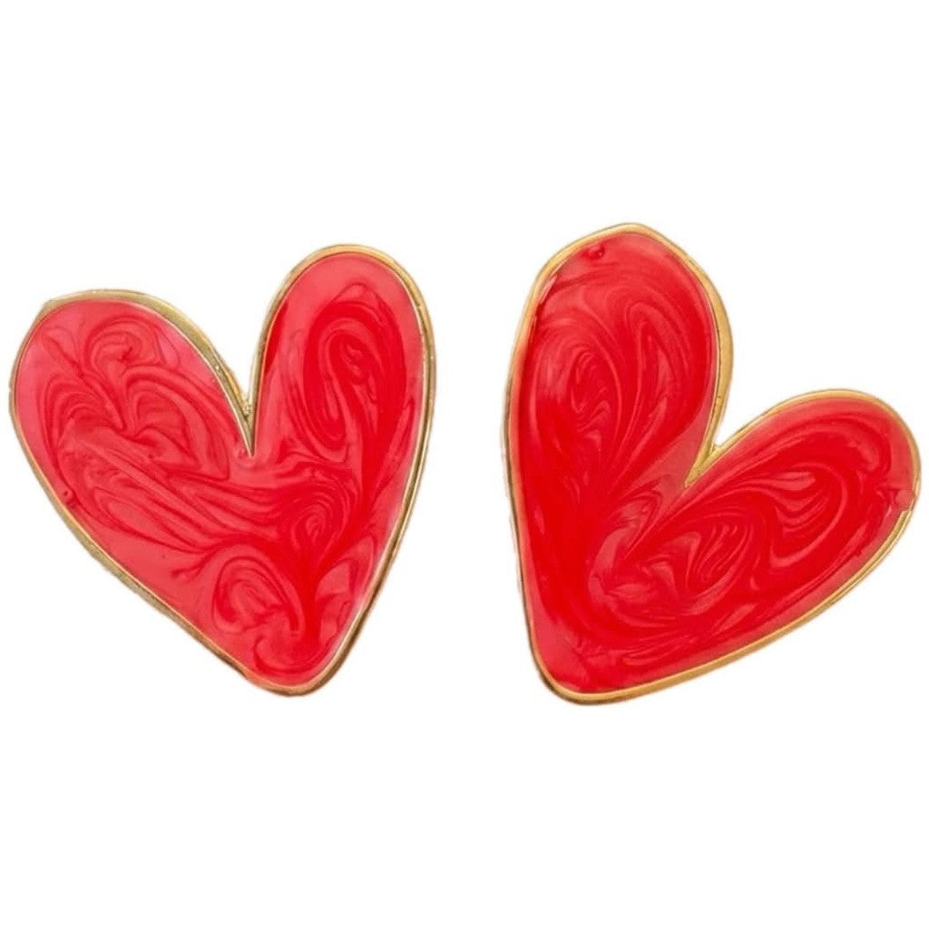 Jewelry T&S Button Cover Big Color Heart 2 pcs Botton Cover Red