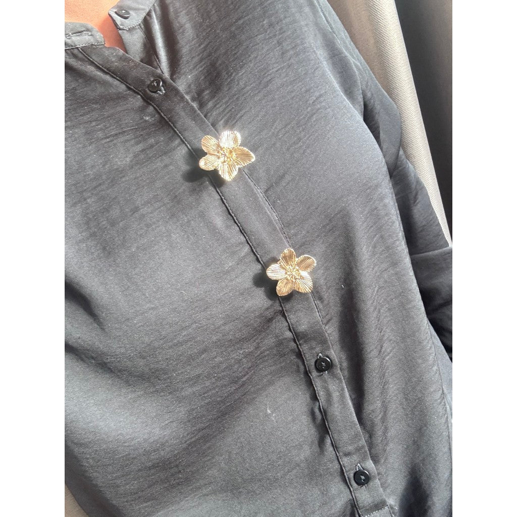 Jewelry T&S Button Cover Flower 2 pcs Botton Cover Gold