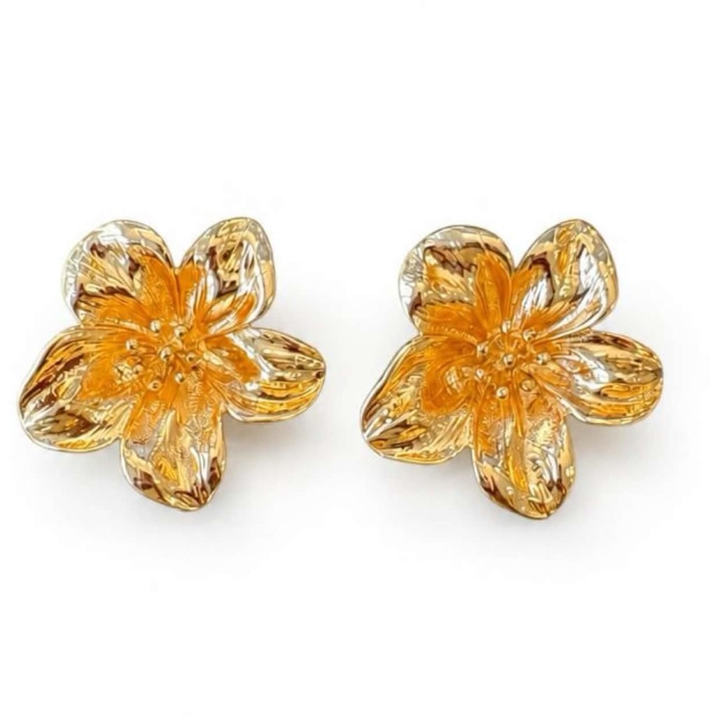 Jewelry T&S Button Cover Flower Solid 2 pcs Botton Cover Gold