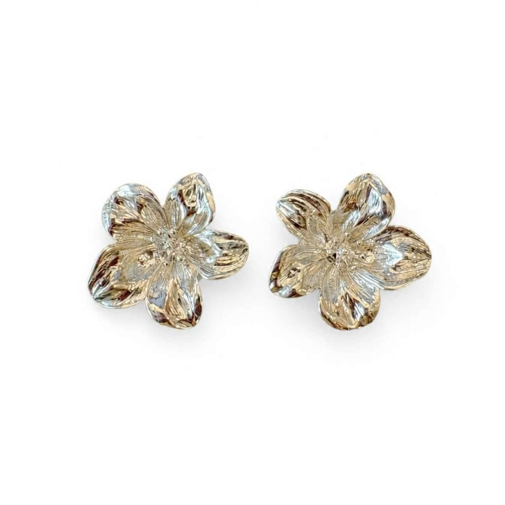 Jewelry T&S Button Cover Flower Solid 2 pcs Botton Cover Silver