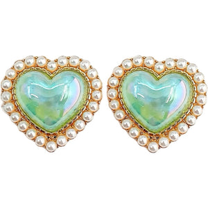Jewelry T&S Button Cover Heart Pastel Color 2 pcs Botton Cover Mint