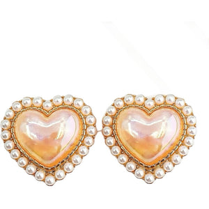 Jewelry T&S Button Cover Heart Pastel Color 2 pcs Botton Cover Peach
