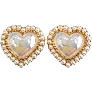 Jewelry T&S Button Cover Heart Pastel Color 2 pcs Botton Cover White