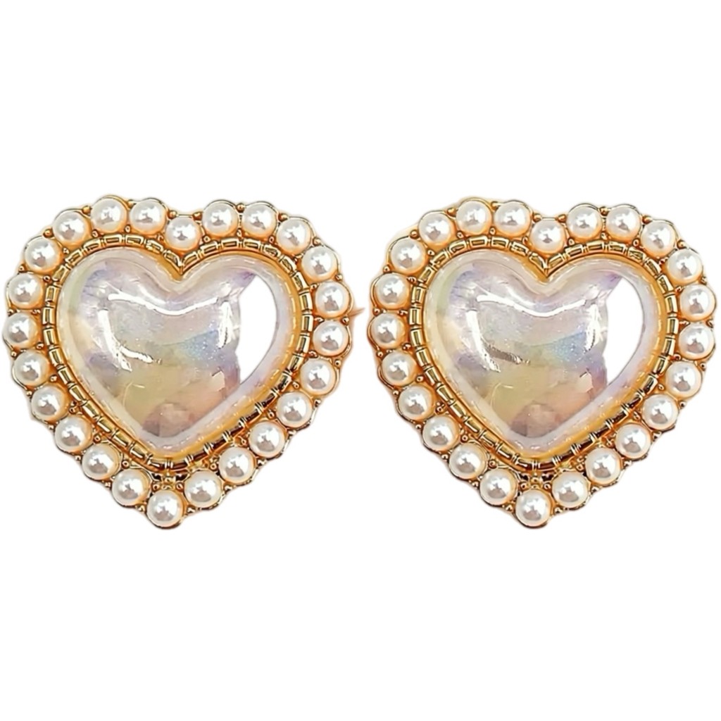 Jewelry T&S Button Cover Heart Pastel Color 2 pcs Botton Cover White