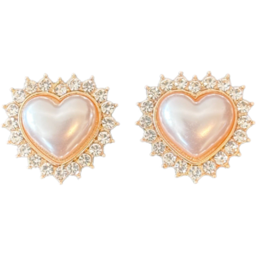 Jewelry T&S Button Cover Heart White/glass 2 pcs Botton Cover Gold