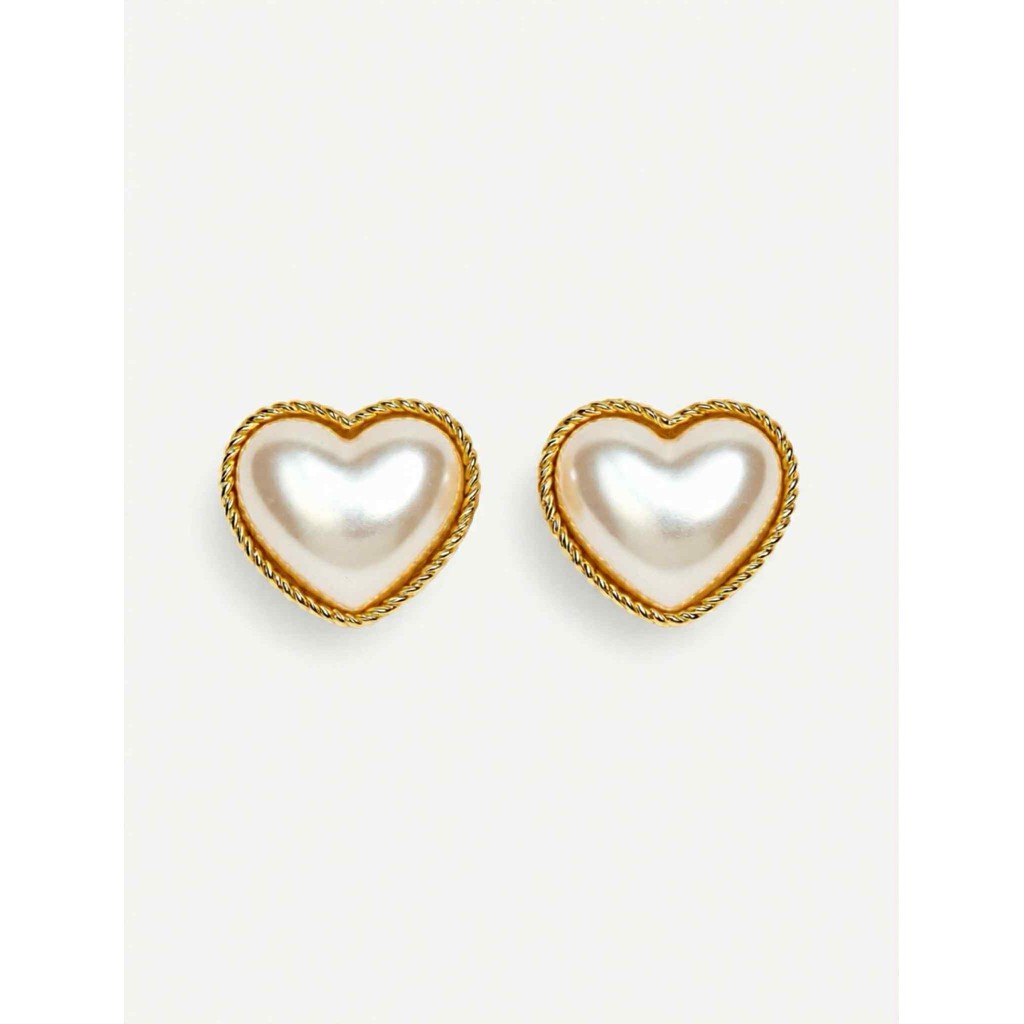 Jewelry T&S Button Cover Heart White/gold 2 pcs Botton Cover Gold