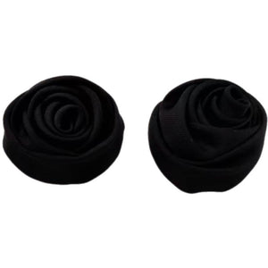 Jewelry T&S Button Cover Small Flower Silk 2 pcs Botton Cover Black