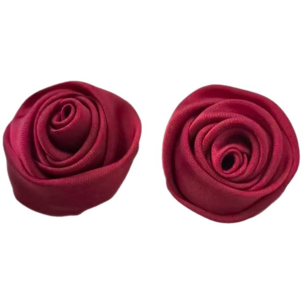 Jewelry T&S Button Cover Small Flower Silk 2 pcs Botton Cover Red