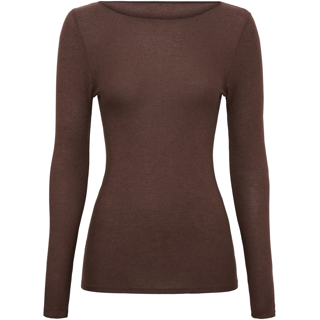 Microfiber T&S Cashmere Boat Neck Blouse LS Blouse Cioccolato