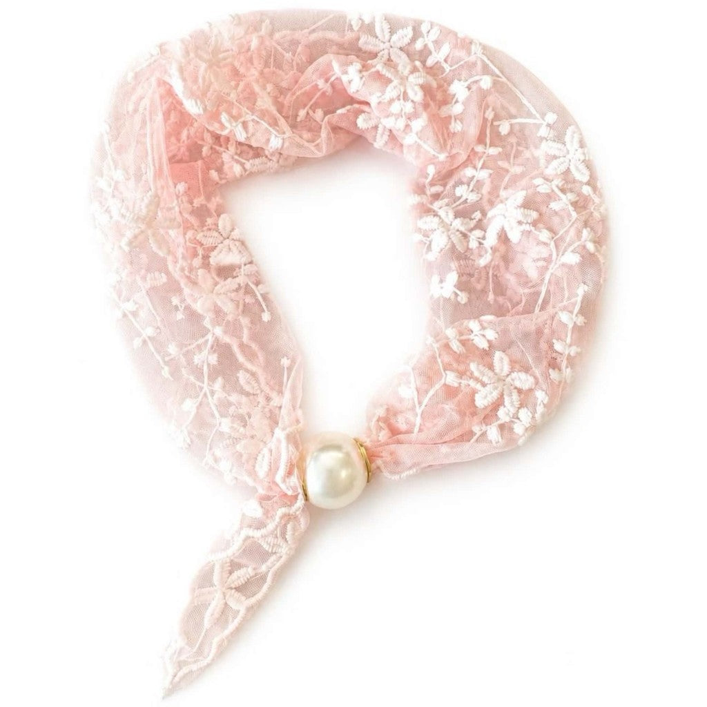 Scarf T&S Chloe Lace Scarf w. magnetic pearl Scarf Rose