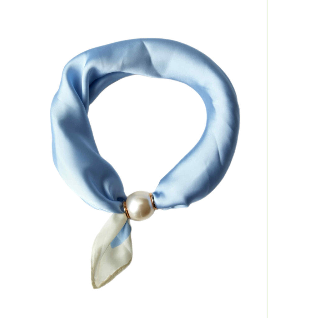 Scarf T&S Chloe Scarf w. magnetic pearl Scarf Baby Blue