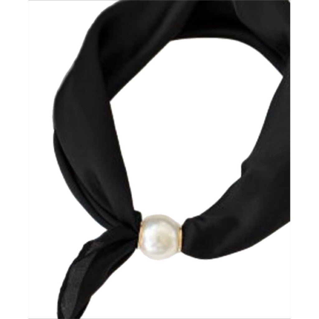 Jewelry T&S Chloe Scarf w. magnetic pearl Scarf Black