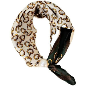 Scarf T&S Chloe Scarf w. magnetic pearl Scarf Buckle green