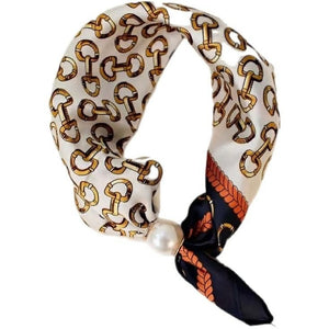 Scarf T&S Chloe Scarf w. magnetic pearl Scarf Buckle orange