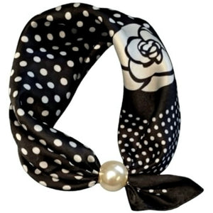 Scarf T&S Chloe Scarf w. magnetic pearl Scarf Dot flower dot