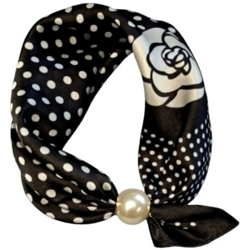 Scarf T&S Chloe Scarf w. magnetic pearl Scarf Dot flower dot