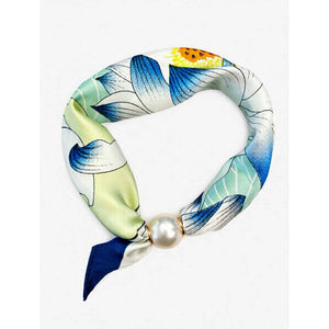 Jewelry T&S Chloe Scarf w. magnetic pearl Scarf Light green-blue