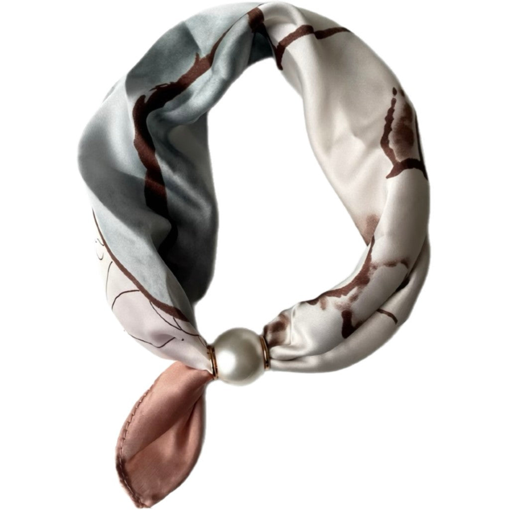 Scarf T&S Chloe Scarf w. magnetic pearl Scarf Line art flower