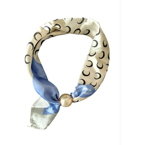 Scarf T&S Chloe Scarf w. magnetic pearl Scarf Moon blue/white