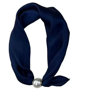 Scarf T&S Chloe Scarf w. magnetic pearl Scarf Navy