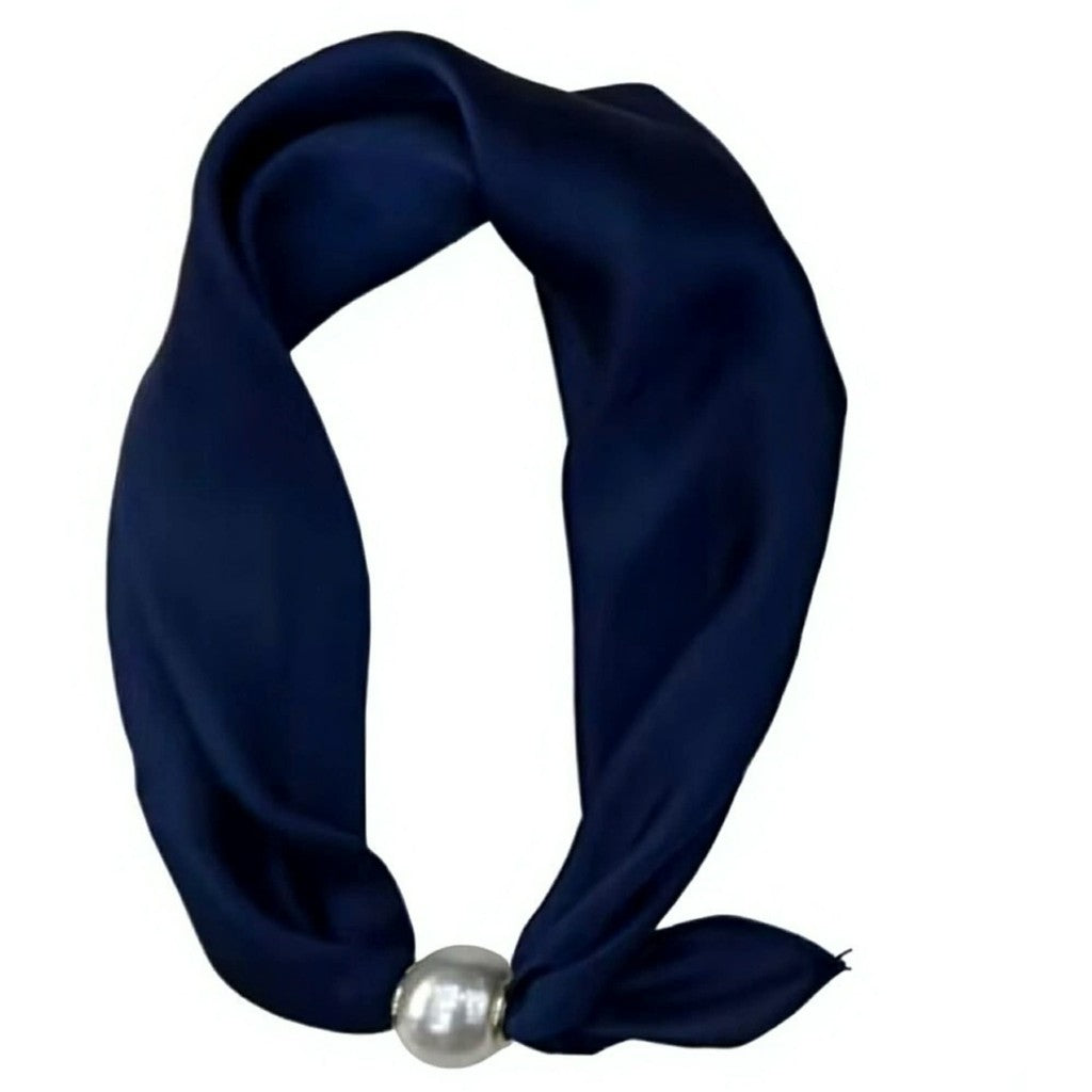 Scarf T&S Chloe Scarf w. magnetic pearl Scarf Navy