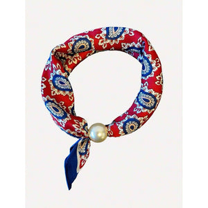 Jewelry T&S Chloe Scarf w. magnetic pearl Scarf Paisley red