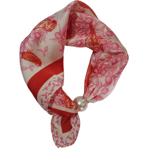 Scarf T&S Chloe Scarf w. magnetic pearl Scarf Red bird