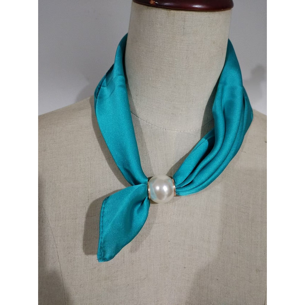 Scarf T&S Chloe Scarf w. magnetic pearl Scarf Turquoise