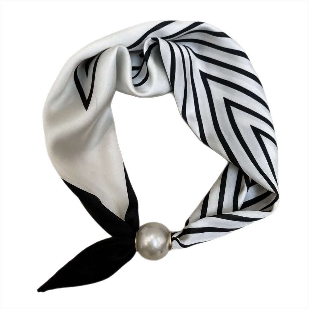 Jewelry T&S Chloe Scarf w. magnetic pearl Scarf V-stripes